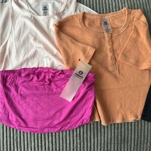 NET 3 piece bundle Mono B Peach and Magenta pink cropped racer bandeau small